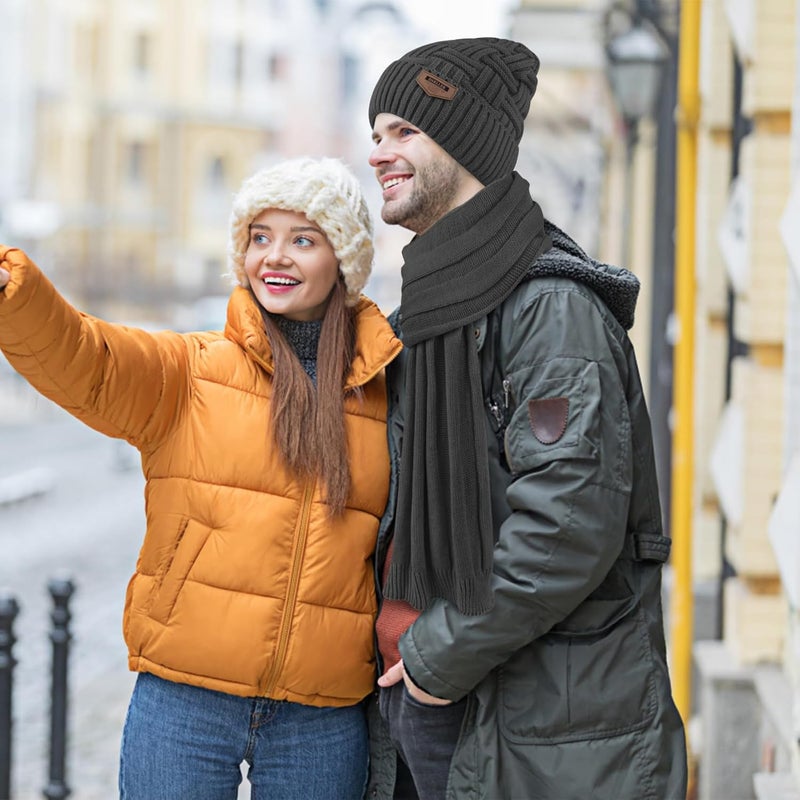 Darller Mens Winter Hats Scarf for Men with Touchscreen Gloves Warm Long Scaves and Skull Caps Beanie Hat Gloves Set - Image 5
